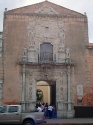 Mérida civic building with carved Spaniards